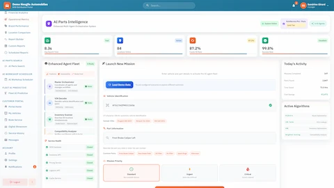 Enterprise Multi-Agent Parts Procurement & Intelligence Platform interface